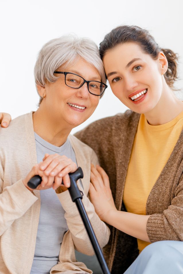 caregiver-smiling-with-elderlty Home Care Cuyahoga County