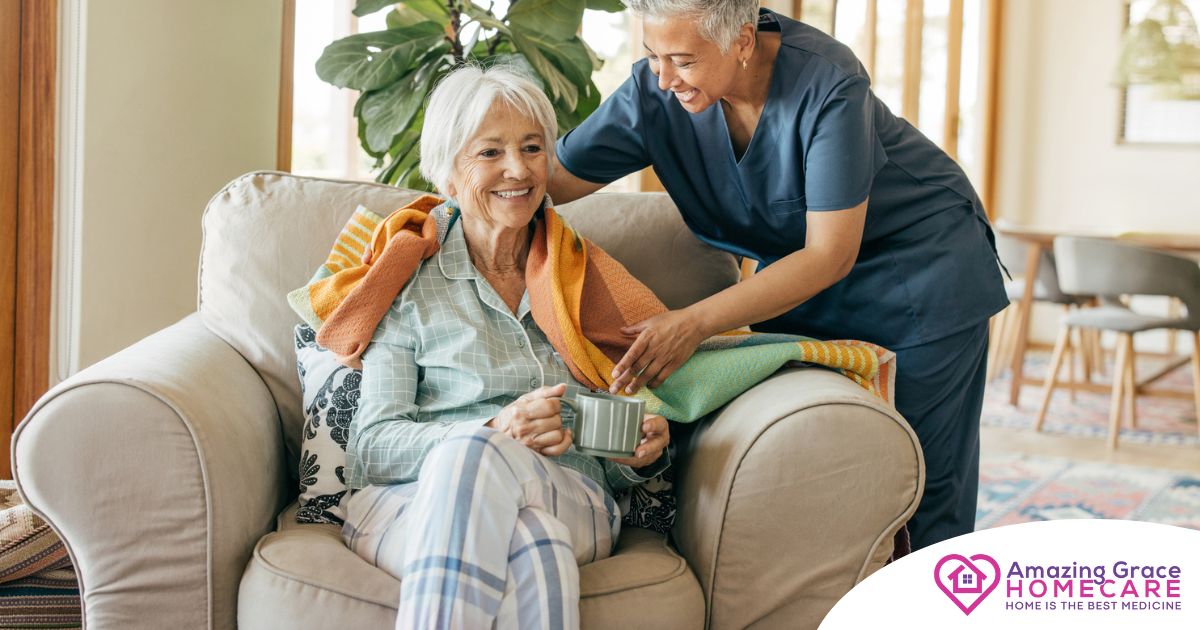 An aide provides home health care support for chronic conditions