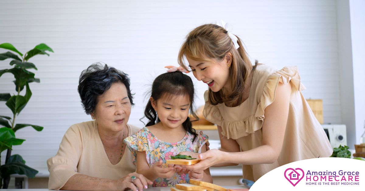 A sandwich generation caregiver in action.